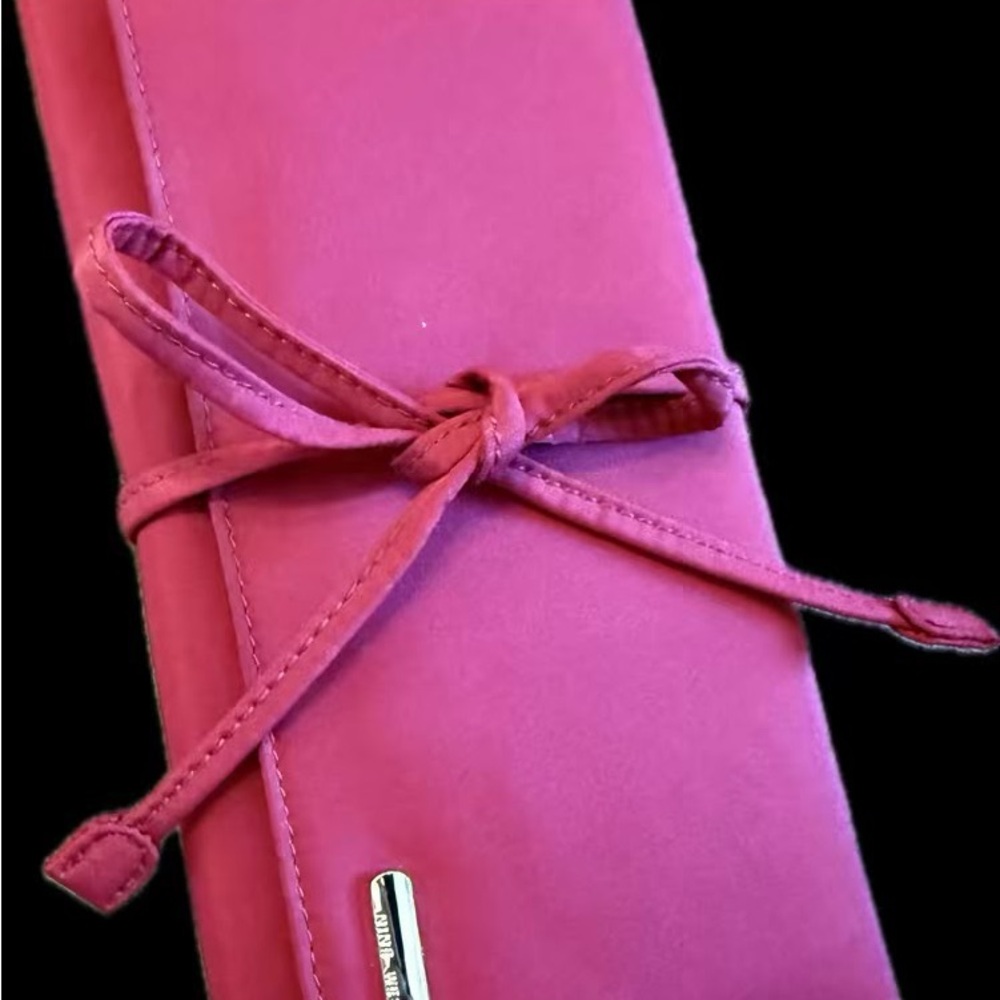 Nine West Hot Pink Suede Tie-Wrap Jewelry Roll